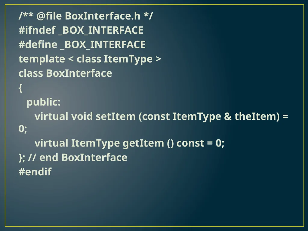CS 302 Data Structures C++ Interlude 1 C++ Classes - slide 12 of 13