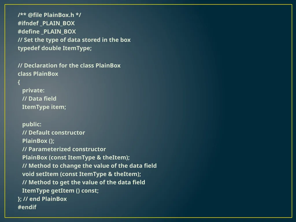 CS 302 Data Structures C++ Interlude 1 C++ Classes - slide 3 of 13
