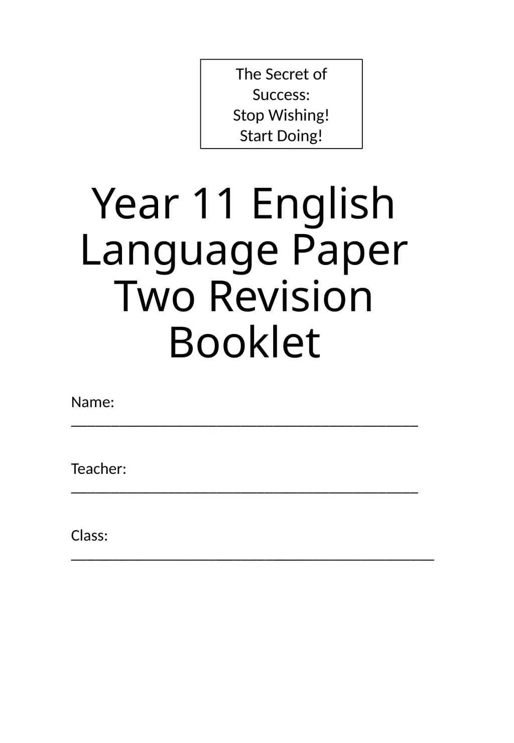 Year 11 English Language Paper Two Revision - slide 1 of 12