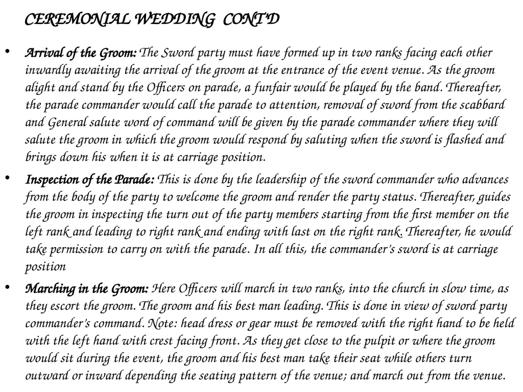 PARADE COMMAND AND CONTROL OF CEREMONIAL PARADE - slide 20 of 35