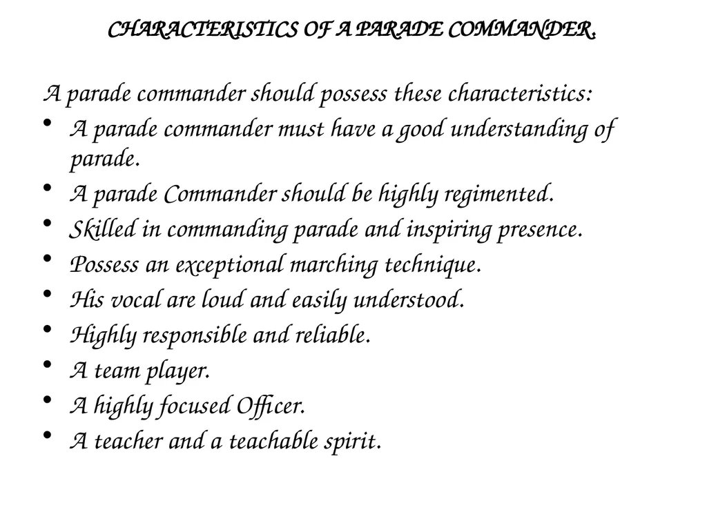 PARADE COMMAND AND CONTROL OF CEREMONIAL PARADE - slide 33 of 35