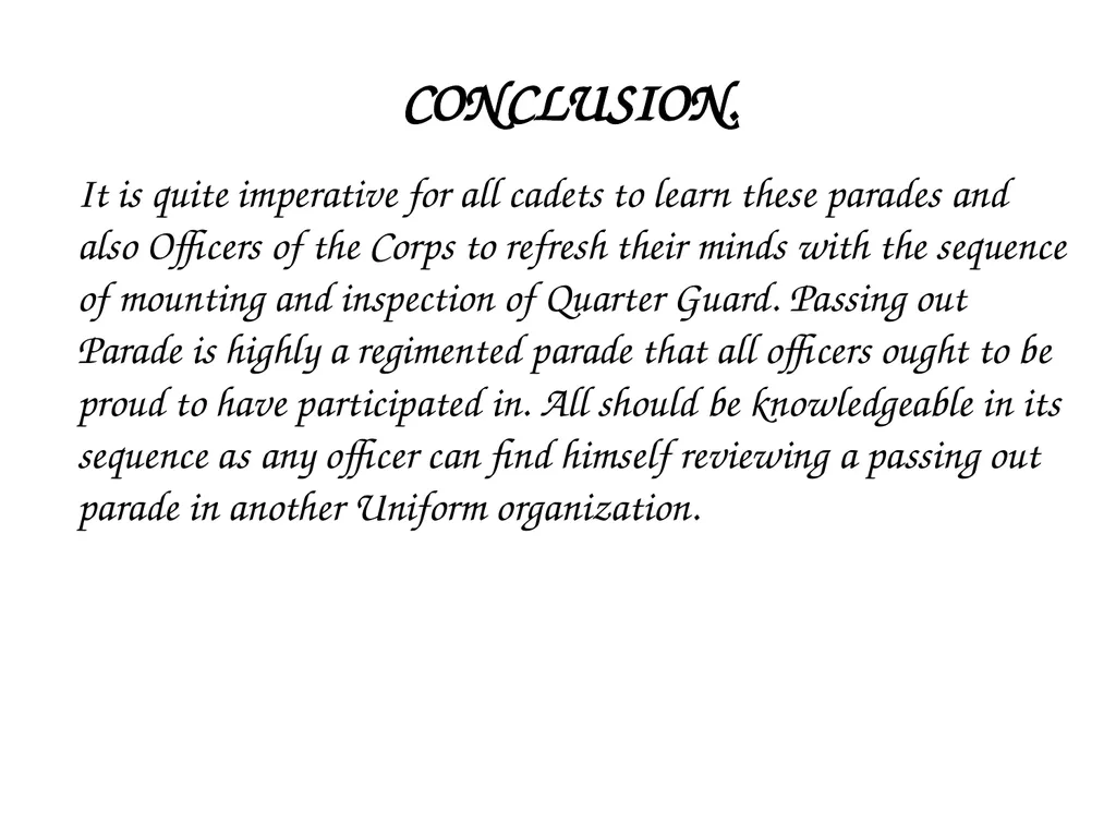 PARADE COMMAND AND CONTROL OF CEREMONIAL PARADE - slide 34 of 35