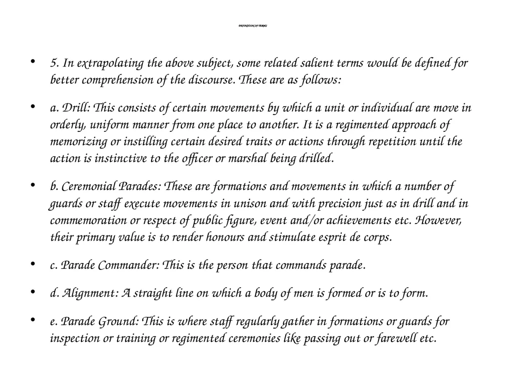 PARADE COMMAND AND CONTROL OF CEREMONIAL PARADE - slide 5 of 35