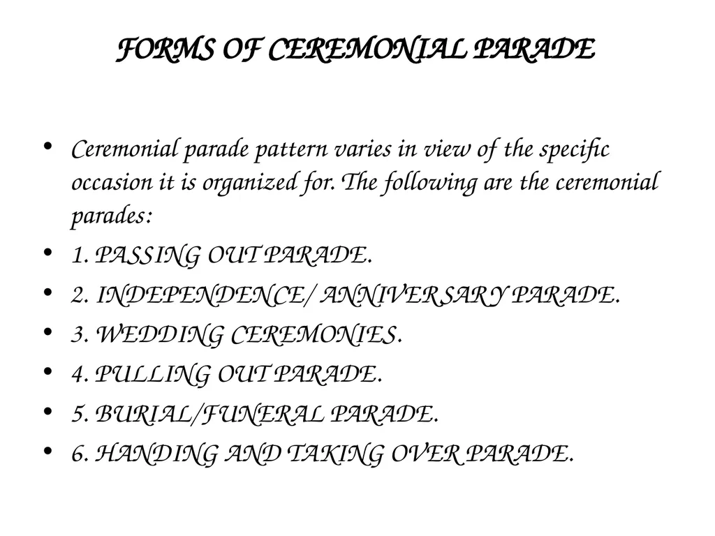 PARADE COMMAND AND CONTROL OF CEREMONIAL PARADE - slide 10 of 35