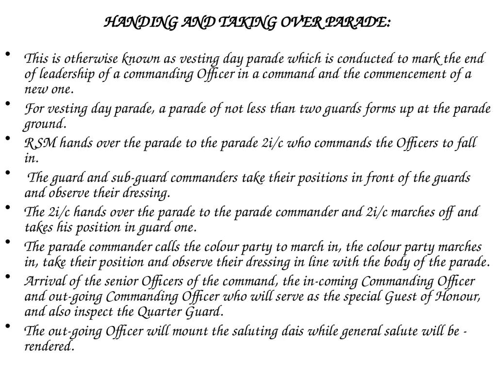 PARADE COMMAND AND CONTROL OF CEREMONIAL PARADE - slide 31 of 35