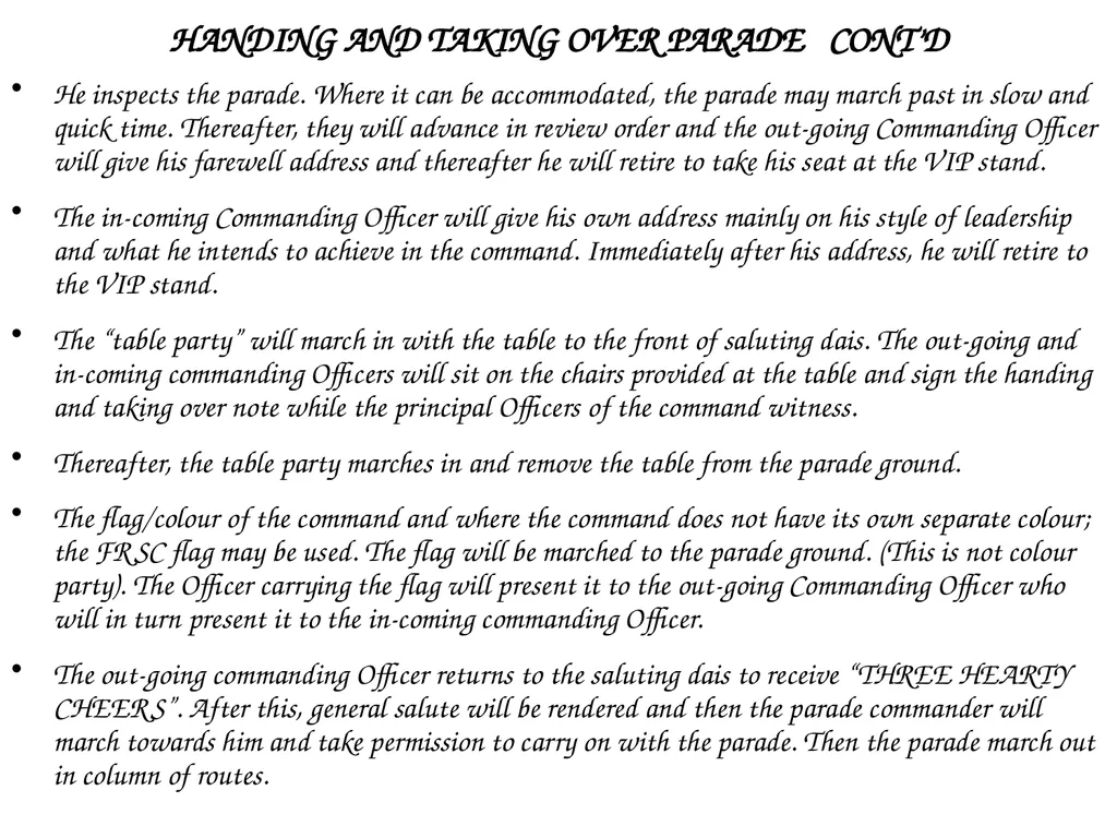 PARADE COMMAND AND CONTROL OF CEREMONIAL PARADE - slide 32 of 35