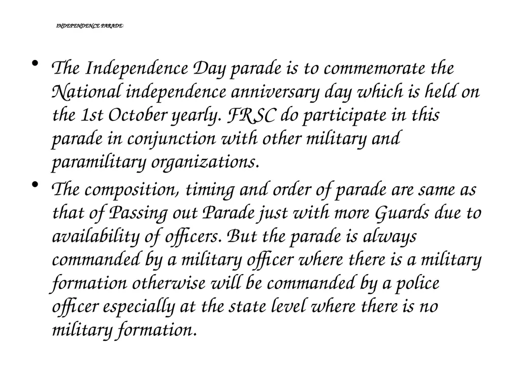 PARADE COMMAND AND CONTROL OF CEREMONIAL PARADE - slide 18 of 35