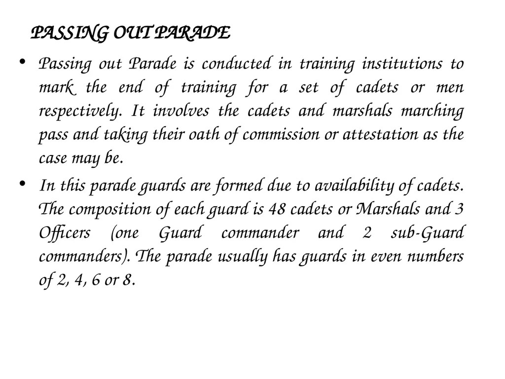 PARADE COMMAND AND CONTROL OF CEREMONIAL PARADE - slide 11 of 35