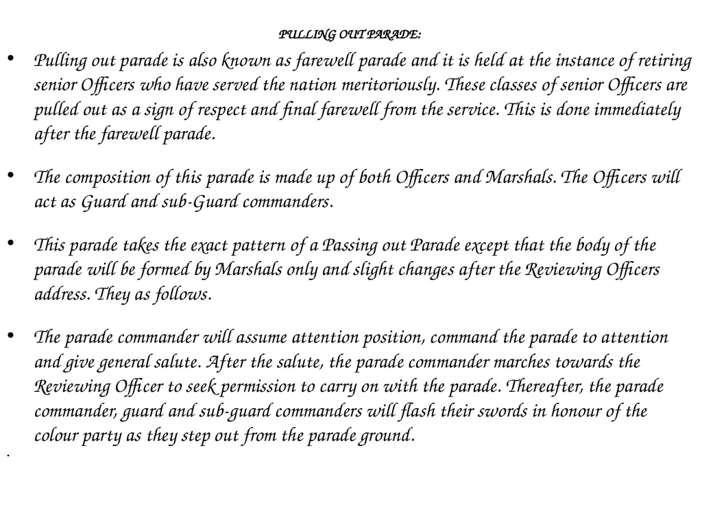 PARADE COMMAND AND CONTROL OF CEREMONIAL PARADE - slide 25 of 35