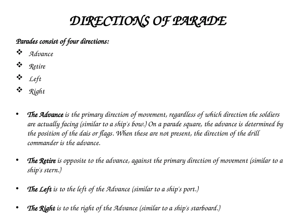 PARADE COMMAND AND CONTROL OF CEREMONIAL PARADE - slide 6 of 35