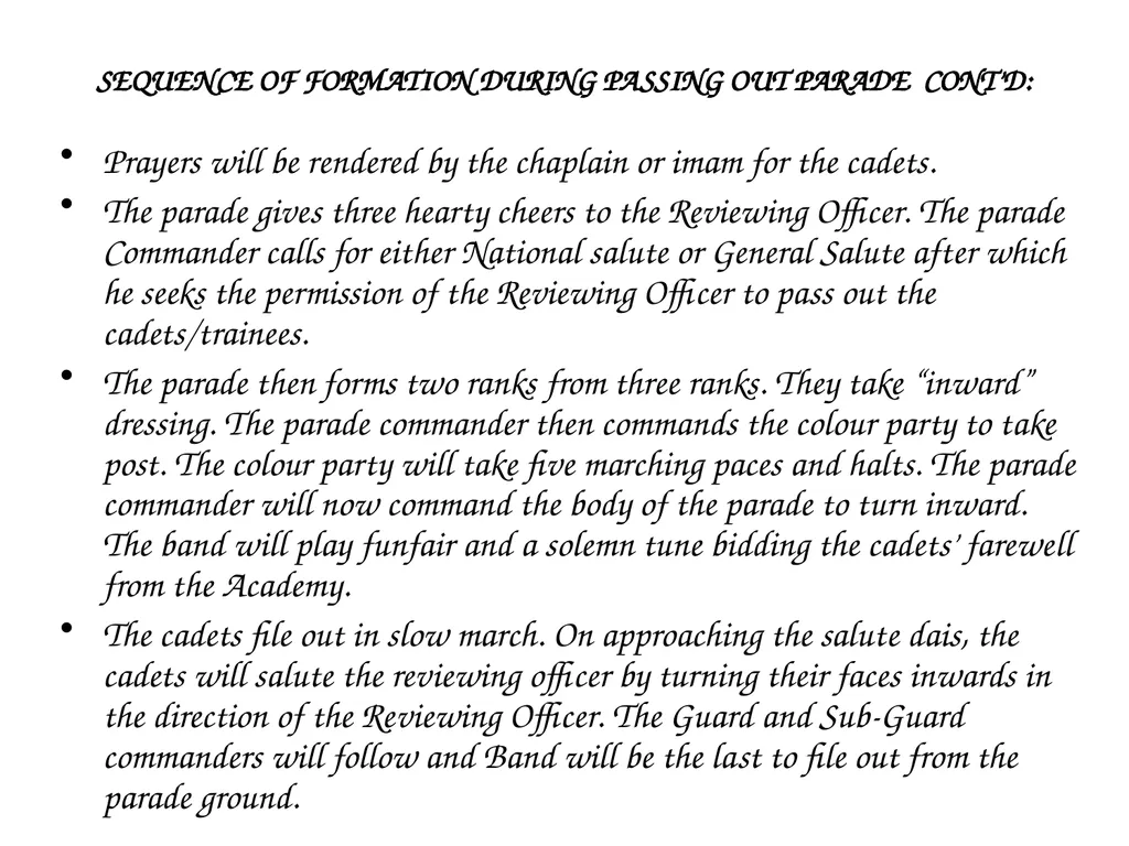 PARADE COMMAND AND CONTROL OF CEREMONIAL PARADE - slide 17 of 35