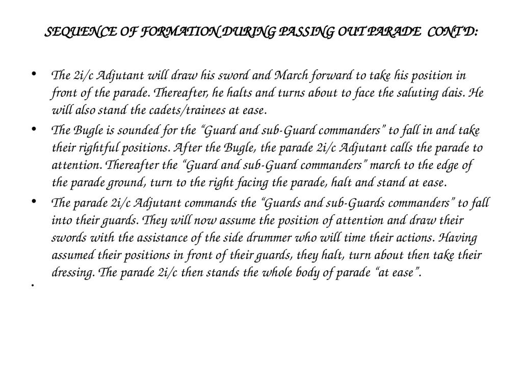 PARADE COMMAND AND CONTROL OF CEREMONIAL PARADE - slide 13 of 35