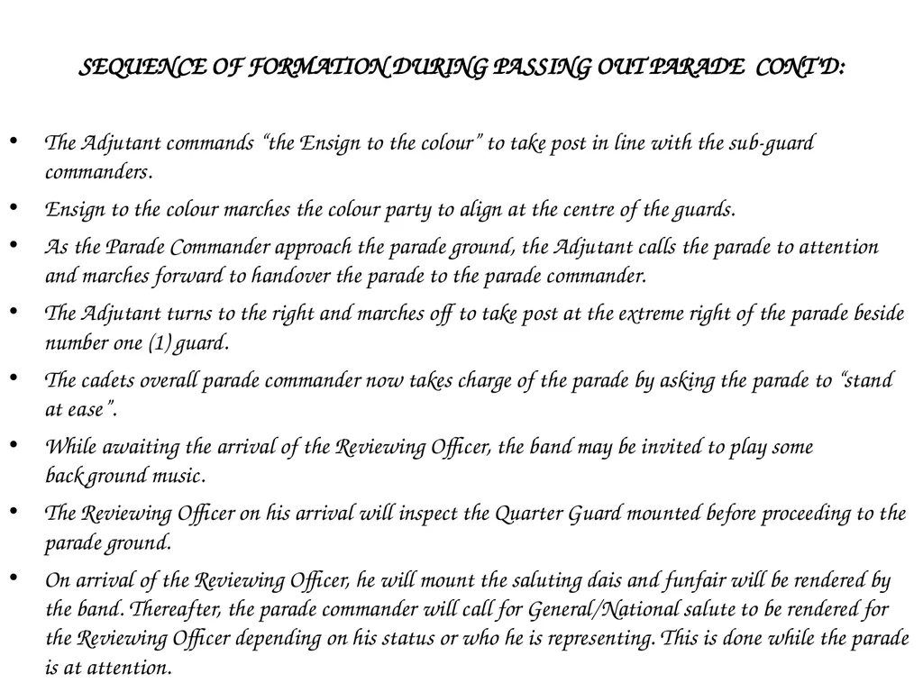 PARADE COMMAND AND CONTROL OF CEREMONIAL PARADE - slide 15 of 35