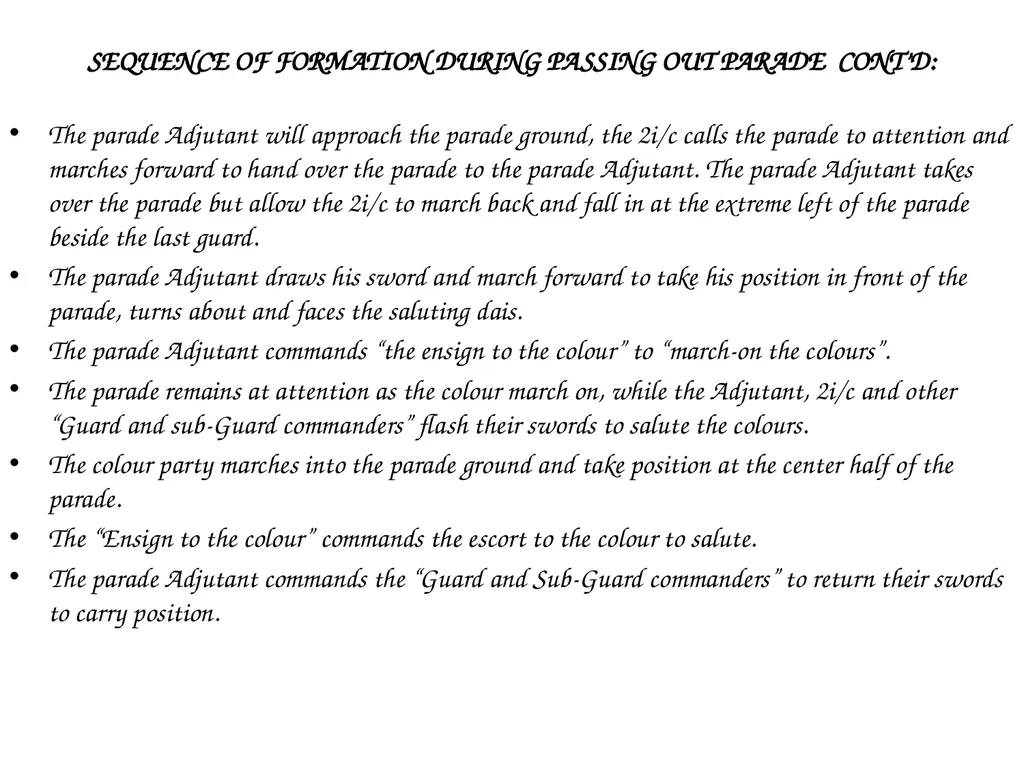 PARADE COMMAND AND CONTROL OF CEREMONIAL PARADE - slide 14 of 35