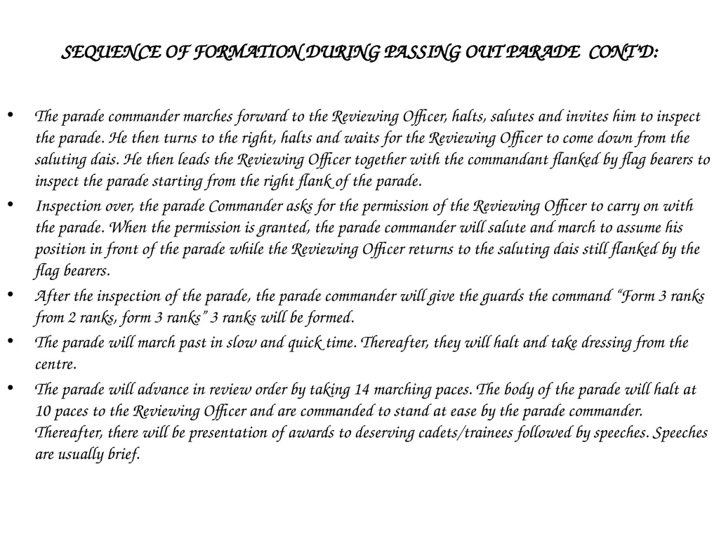 PARADE COMMAND AND CONTROL OF CEREMONIAL PARADE - slide 16 of 35