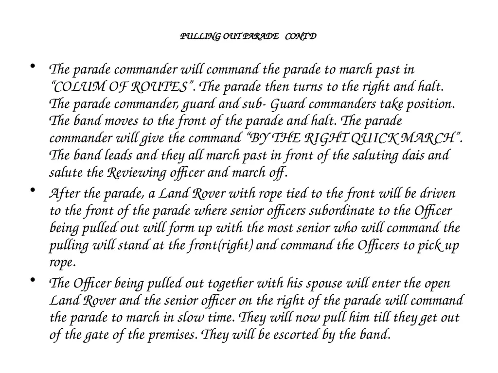 PARADE COMMAND AND CONTROL OF CEREMONIAL PARADE - slide 26 of 35