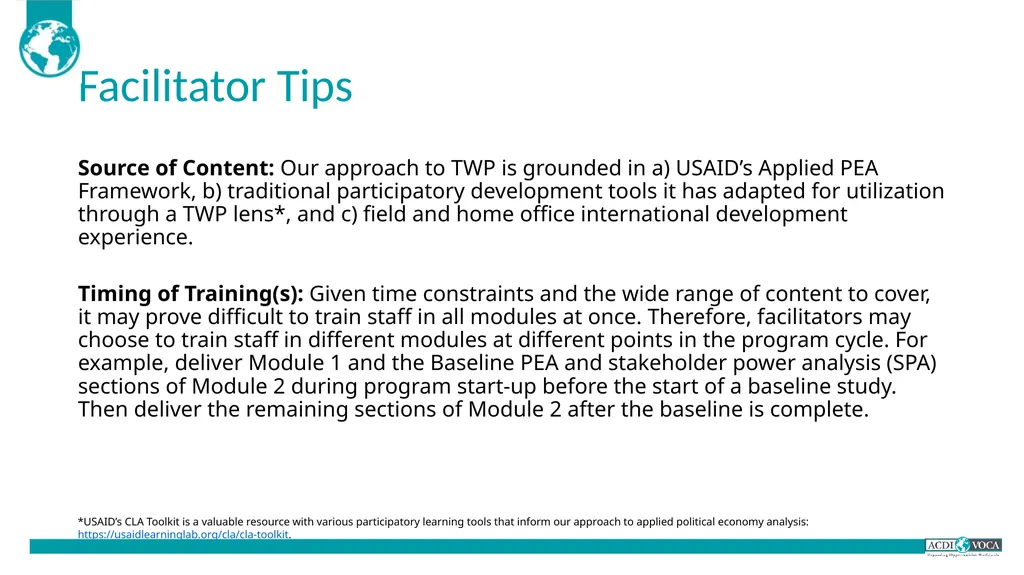 TWP in MSD Training of Trainers Guide for - slide 3 of 79