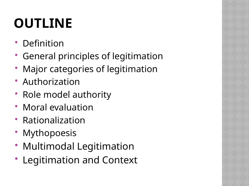 The Discursive Construction of Legitimation By - slide 2 of 36