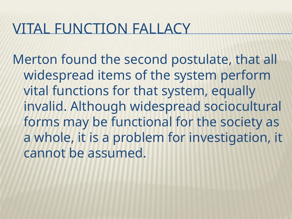 Robert K. Merton’s Functional analysis By Frank W. - slide 12 of 41