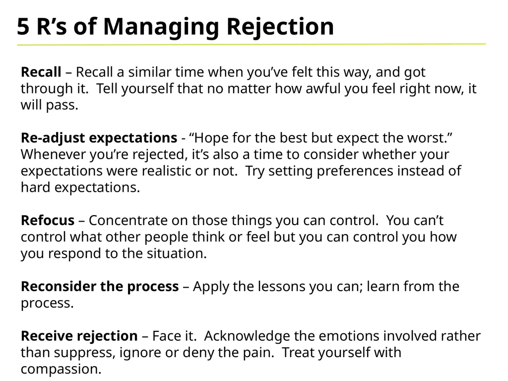 Dealing with Rejection Background No-one like - slide 7 of 14
