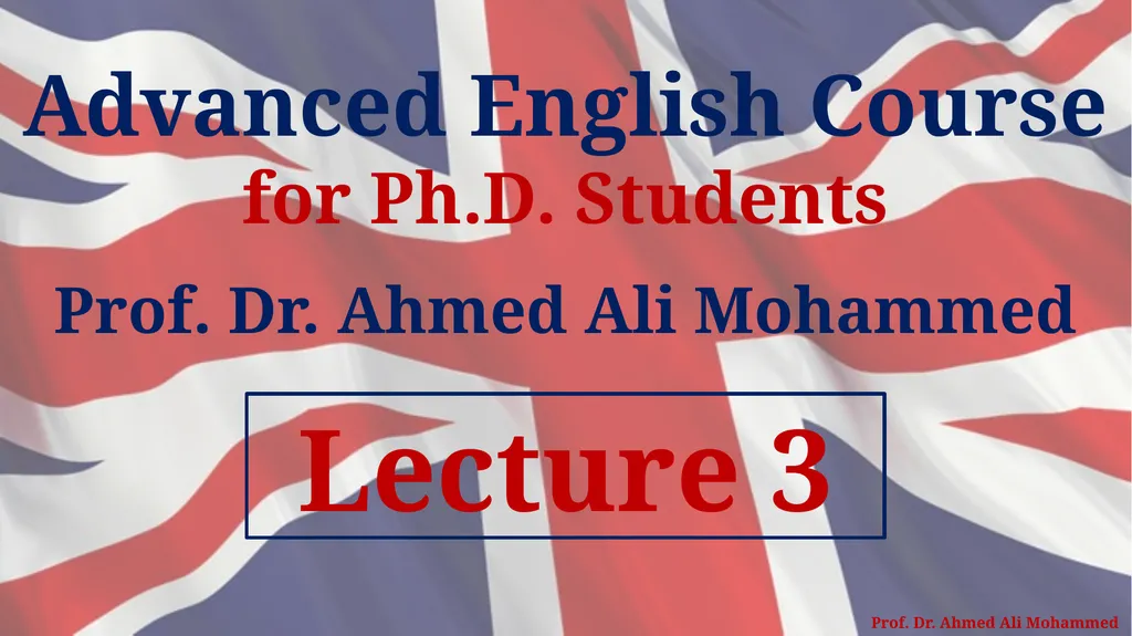 Advanced English Course for Ph.D. Students Prof. - slide 1 of 17