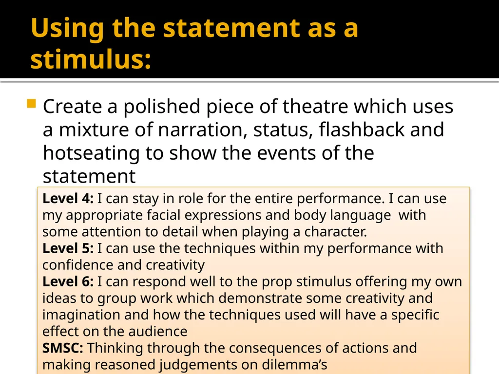 Status How can we show in a performance a - slide 42 of 57