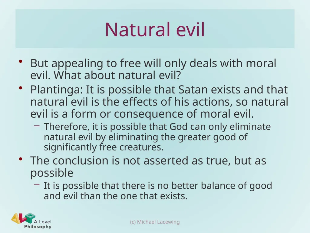 The logical problem of evil Michael Lacewing - slide 10 of 12