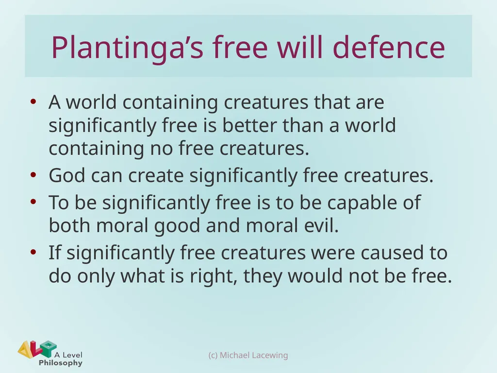 The logical problem of evil Michael Lacewing - slide 8 of 12