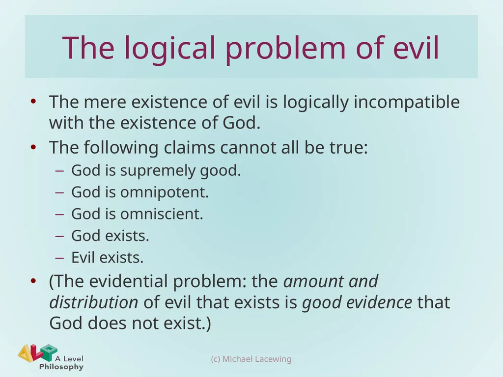 The logical problem of evil Michael Lacewing - slide 3 of 12