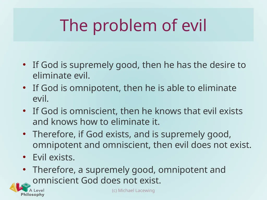 The logical problem of evil Michael Lacewing - slide 2 of 12