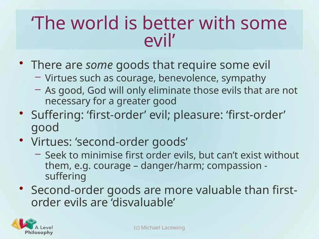 The logical problem of evil Michael Lacewing - slide 11 of 12