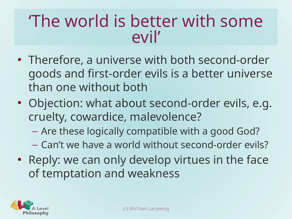 The logical problem of evil Michael Lacewing - slide 12 of 12