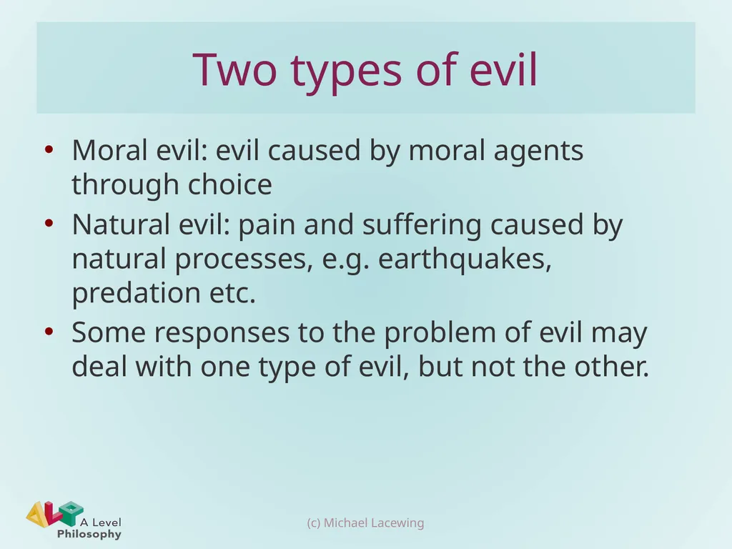 The logical problem of evil Michael Lacewing - slide 4 of 12