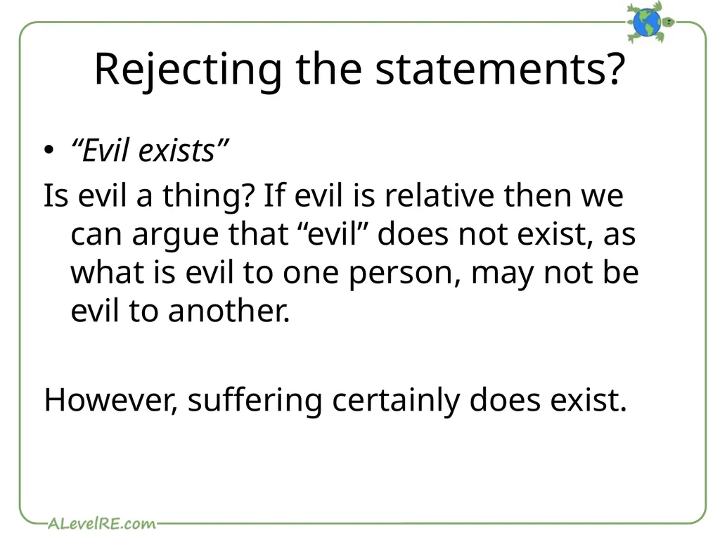 The Problem of Evil The Logical Problem Epicurus - slide 7 of 8