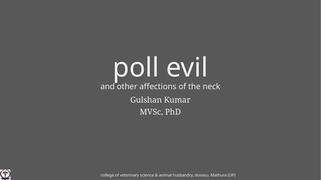poll evil and other affections of the neck Gulshan - slide 1 of 8