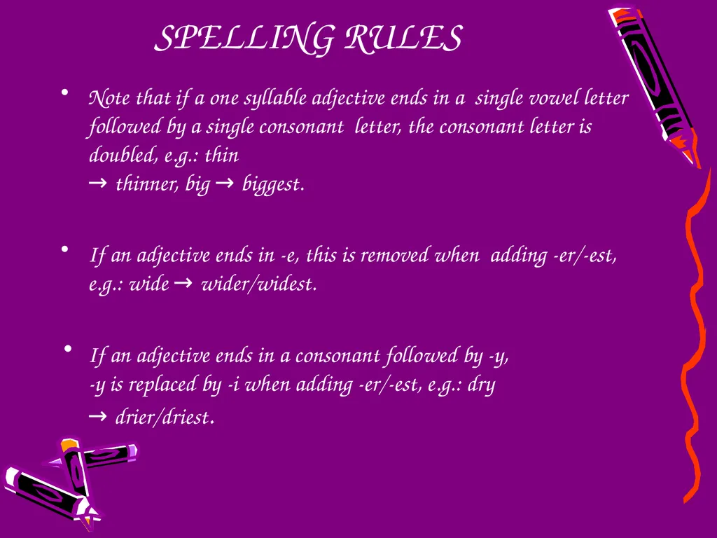 COMPARATIVE AND SUPERLATIVE ADJECTIVES SOME RULES - slide 3 of 11