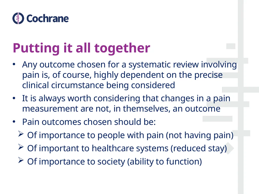 Postoperative pain Looking at outcomes Contents - slide 21 of 22