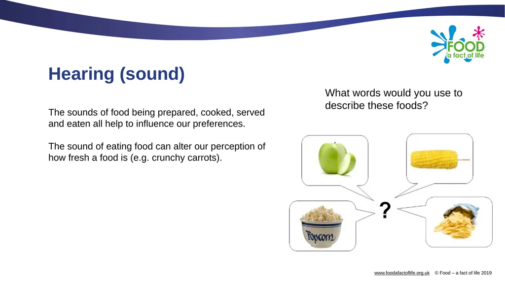 The senses and food Which senses do we use? A - slide 7 of 16