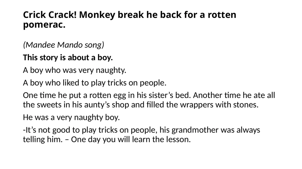 The Naughty Boy Write along AIMS: structure - slide 3 of 13