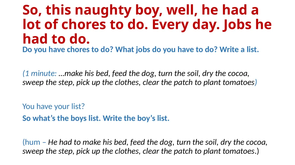 The Naughty Boy Write along AIMS: structure - slide 6 of 13