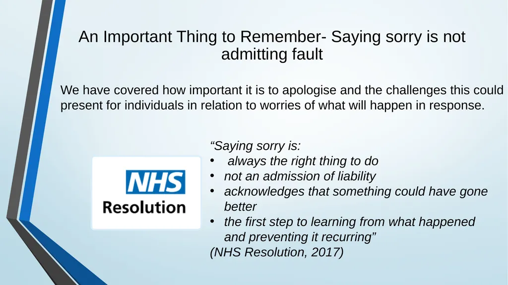 Being open and honest when things go wrong - slide 18 of 26