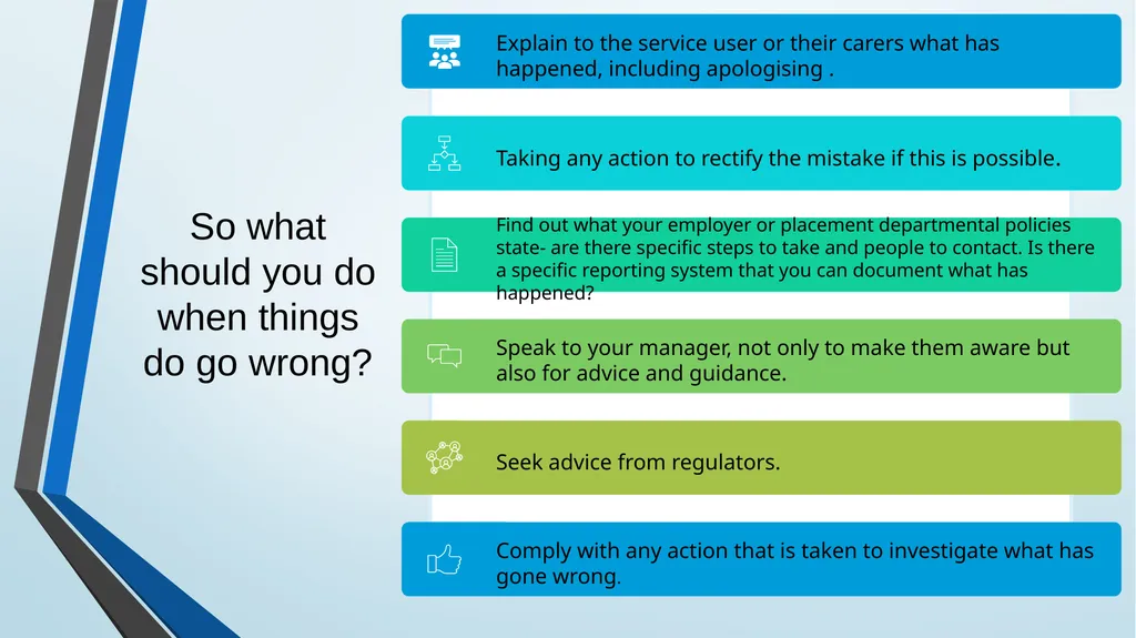 Being open and honest when things go wrong - slide 17 of 26