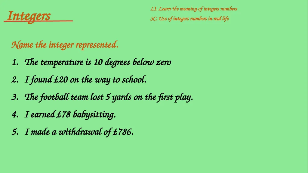 Integers include positive and negative whole - slide 10 of 34