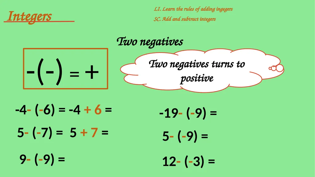 Integers include positive and negative whole - slide 33 of 34