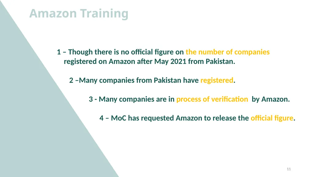 TDAP’s Initiatives on E-Commerce 1 Amazon Training - slide 11 of 23