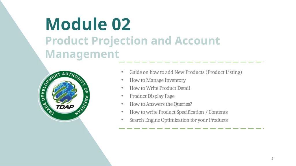 TDAP’s Initiatives on E-Commerce 1 Amazon Training - slide 5 of 23
