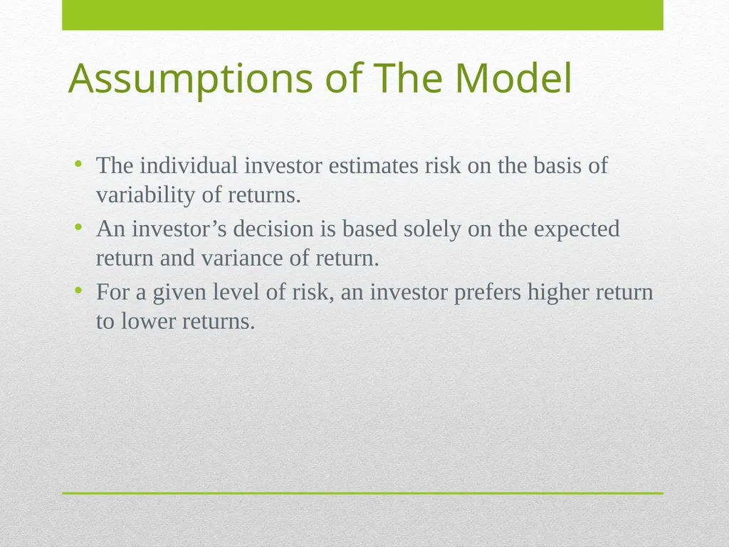 Markowitz Model Of Portfolio Selection Study - slide 3 of 18