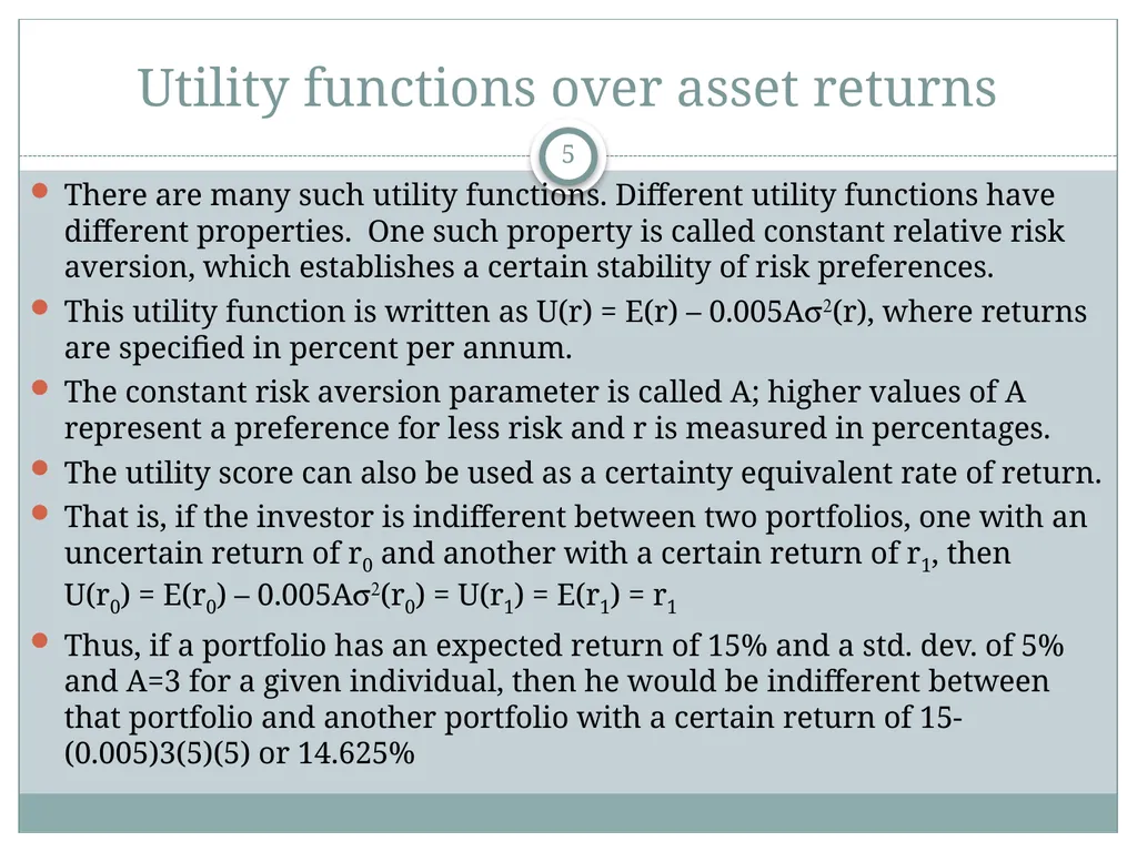 Risk Aversion and Capital Allocation to Risky - slide 5 of 18