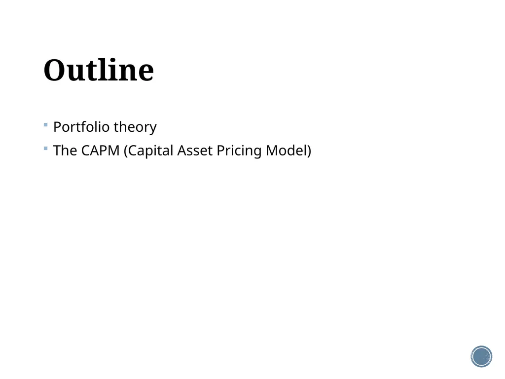 Chapter 11: The CAPM Corporate Finance Outline - slide 2 of 51