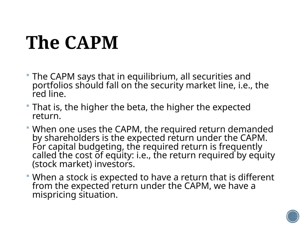 Chapter 11: The CAPM Corporate Finance Outline - slide 39 of 51